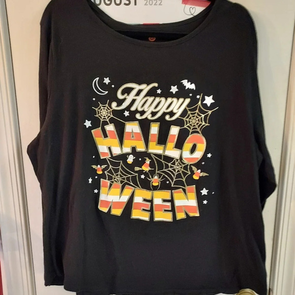Halloween Happy Halloween Black Long Sleeve T-Shirt in Size 2X - Picture 1 of 6